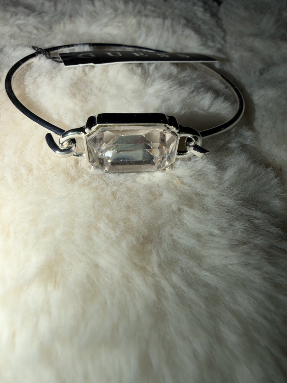 Guess Clear Crystal Cuff Guess Bracelet - Silver Tone